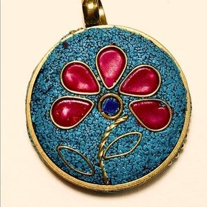 🌺Handmade Boho Mosaic round pendant